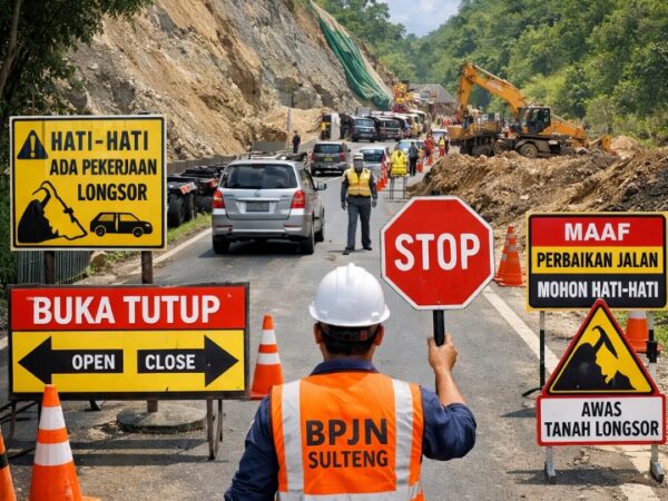 Rekayasa Lalu Lintas Tolai–Sausu, BPJN Sulteng Terapkan Sistem Buka Tutup Demi Keselamatan Pengguna Jalan