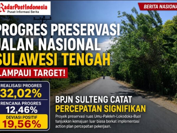 Preservasi Jalan Nasional Ruas Umu–Paleleh–Lokodoka–Buol Melaju Pesat, BPJN Sulteng Catat Progres Lampaui Target Nasional